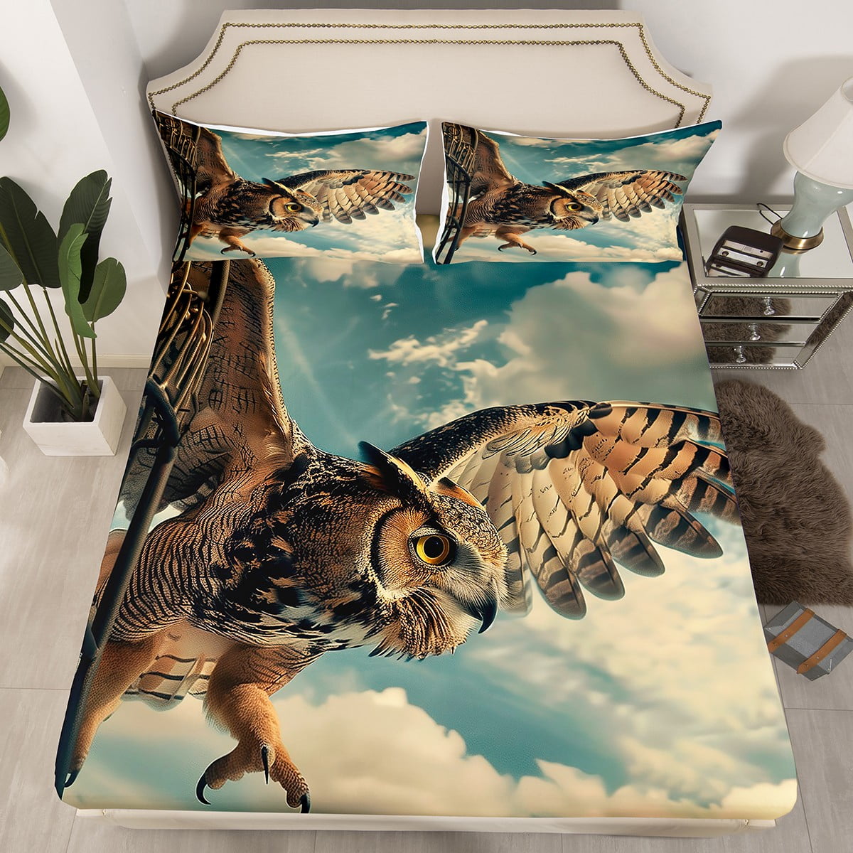 Owl print bed sheets deals