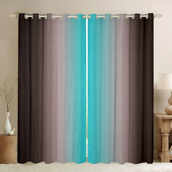 Erosebridal Brown and Teal Curtains for Bedroom,Rainbow Ombre Blackout Curtains Aesthetic Living Room Decor,Gradient Colorful Curtains & Drapes Abstract Window Curtain 2 Panels 42"Wx84"L