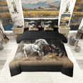 thumbnail image 1 of Brown and White Galloping Twin Comforter Set 7pcs Farm Horse Bedding Comforter Sets, 3D Horse Bed in a Bag Farmhouse Animals Bedding Set, Ultra Soft Cozy Bed Sheets Set, 1 of 4