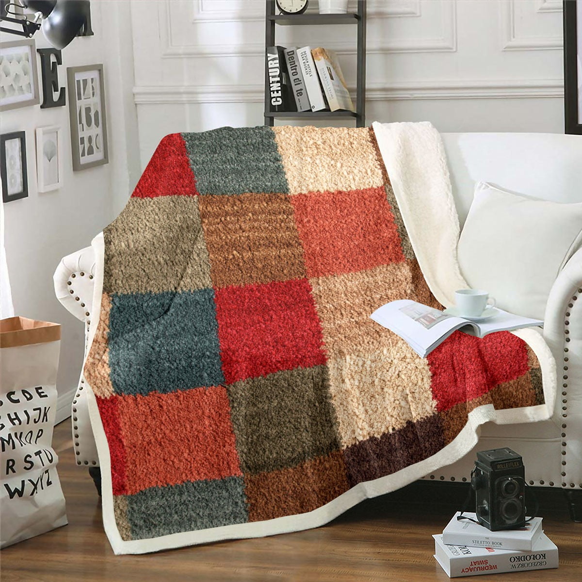 YST Buffalo Check 40"X50" Fuzzy Blanket Rustic Farmhouse Style Throw