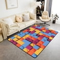 thumbnail image 1 of Erosebridal Building Blocks Area Rug 5x7, Colorful Rug , 3D Rainbow Construction Brick Carpet Funny Patchwork Geometric Rectangle Non Slip Accent Rug For Bedside, 1 of 6