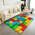 thumbnail image 1 of Building Blocks Area Rug 5x7, Colorful Rug For Teens, 3D Rainbow Construction Brick Carpet Funny Patchwork Geometric Rectangle Non Shedding Decorative Rug For Living Room, 1 of 6