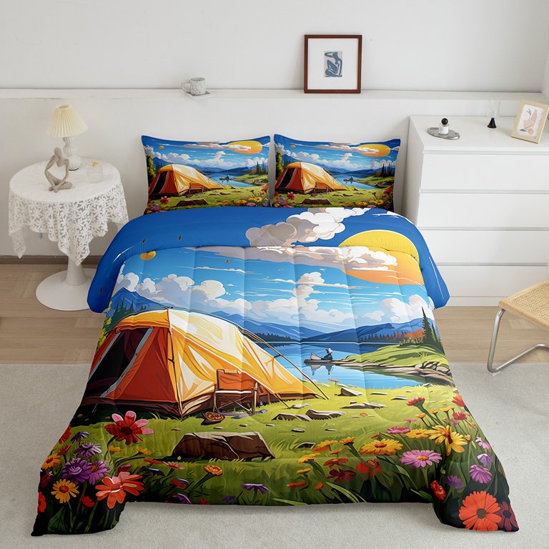 YST Camper Comforter Set for Teens Adult,Colorful Summer Spring 