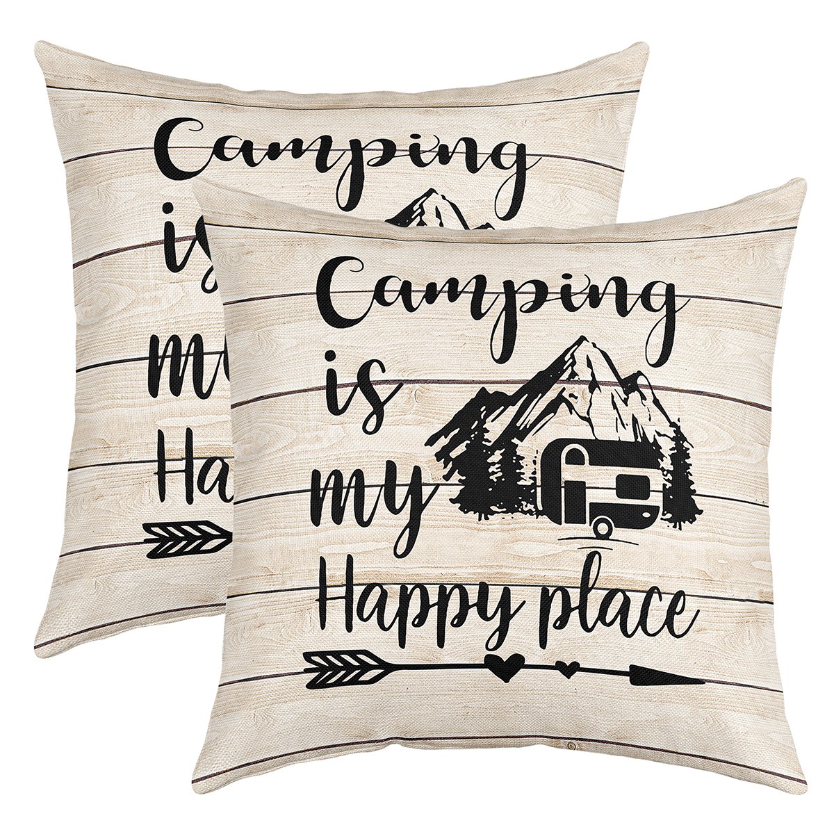 YST Camping Pillow Covers,Camper Themed Throw Pillow Covers Camper