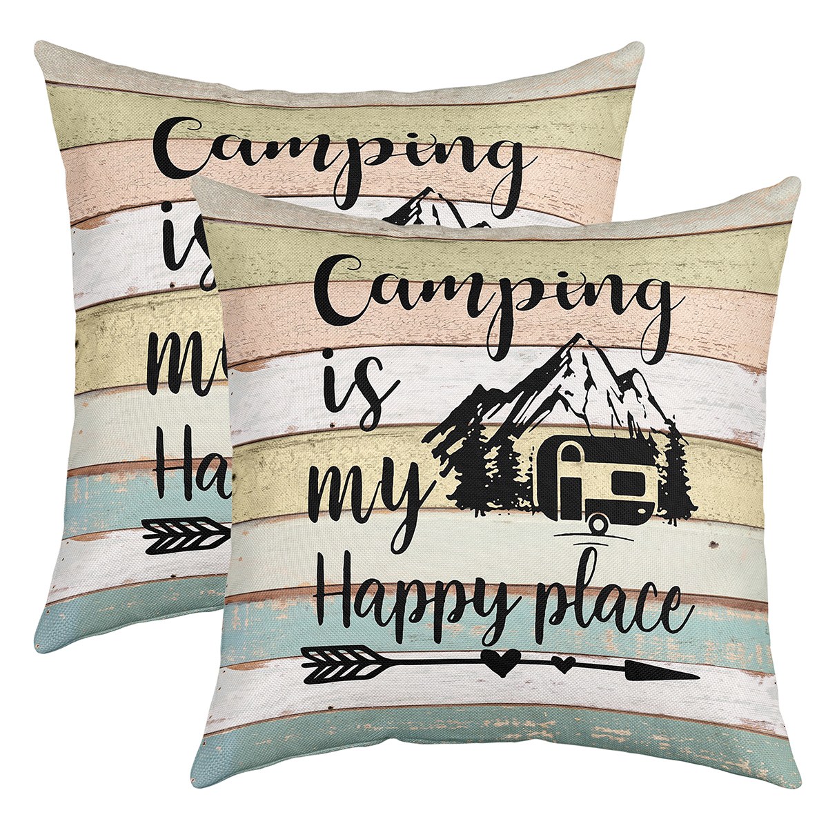 YST Camping Pillow Covers,Camper Themed Throw Pillow Covers Camper