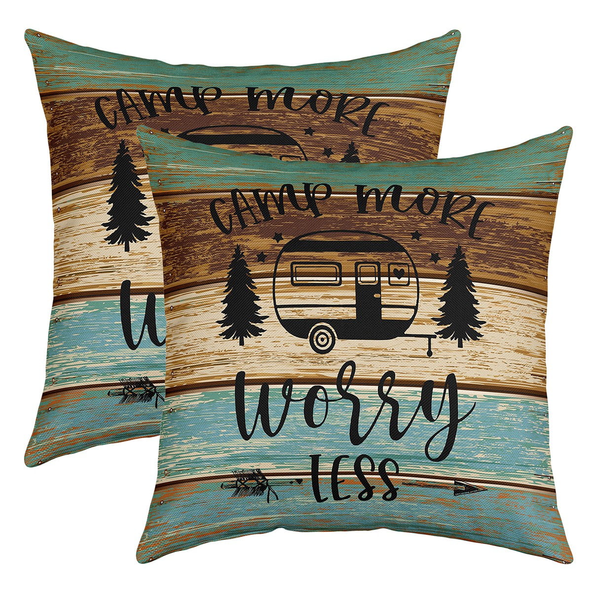 YST Camping Pillow Covers,Camper Themed Throw Pillow Covers Camper