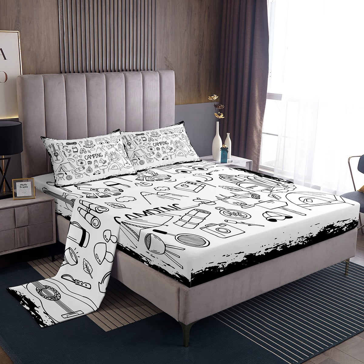 YST Camping Sheet Set Campfire Adventure Sheets King Size, Rv Camper