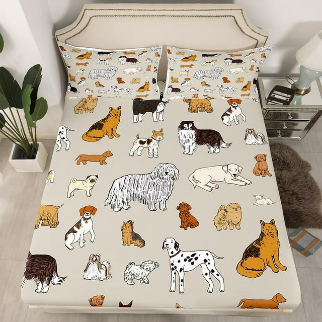 YST Cartoon Animal Twin Sheets Dachshund Bed Sheets, Cute Dog