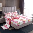thumbnail image 1 of YST Cartoon Bow Knot Queen Size Sheet Sets 4pcs, Simple Bows Ribbon Bed Sheets Set For Bedroom, Kawaii Stripe Printed Kids Girls Soft Bed Set, White Pink Colorful Bedroom Decor Bedding Set, 1 of 6