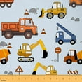thumbnail image 1 of Erosebridal Cartoon Car Fabric By The Yard,Excavator Upholstery Fabric ,Construction Site Vehicles Decorative Fabric,Cartoon Truck Indoor Outdoor Fabric,Blue Orange,2 Yards, 1 of 6