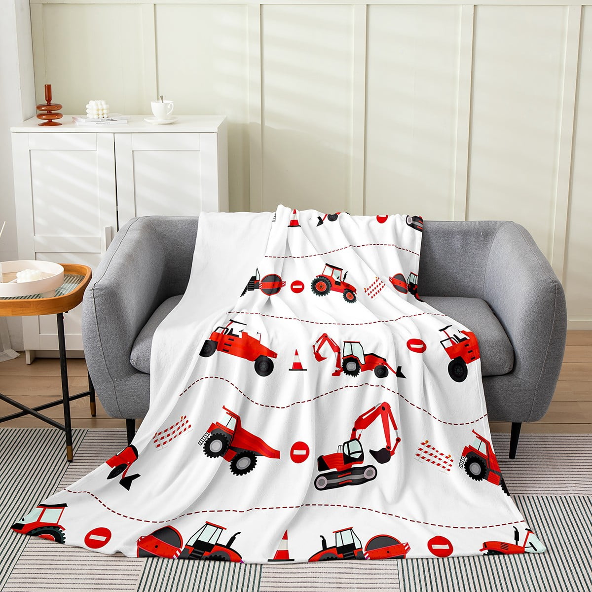 Personalized Truck Blanket - Soft Fleece Sherpa Throw, 60x80 Inches, Made In USA, Excavator Design