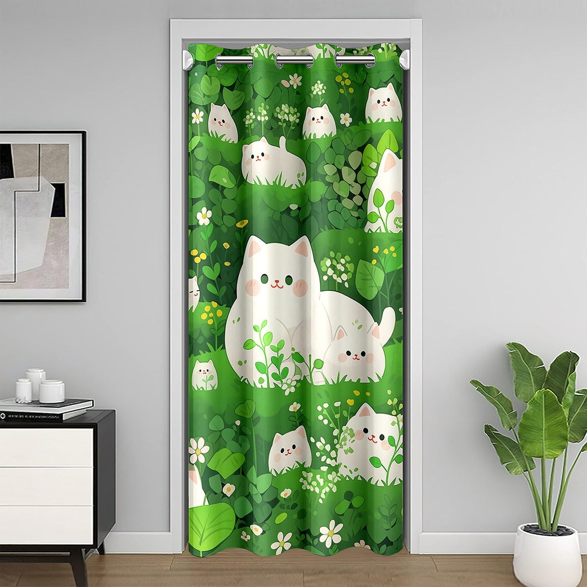 YST Cartoon Cat Door Curtain 34"W X 80"L,Cute Kitten Print Blackout