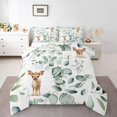 thumbnail image 1 of Cartoon Deer Queen Comforter Set Woodland Wildlife Bedding Set Queen, Plant Bedding Comforter Sets Eucalyptus Leaf Duvet Set, Jungle Animal Theme Quilted Comforter Room Decor, 1 of 6