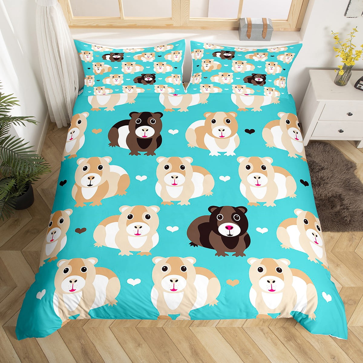 Sweet Guinea Pig 3-Piece Quilted Bedding Set NCU0TH3781