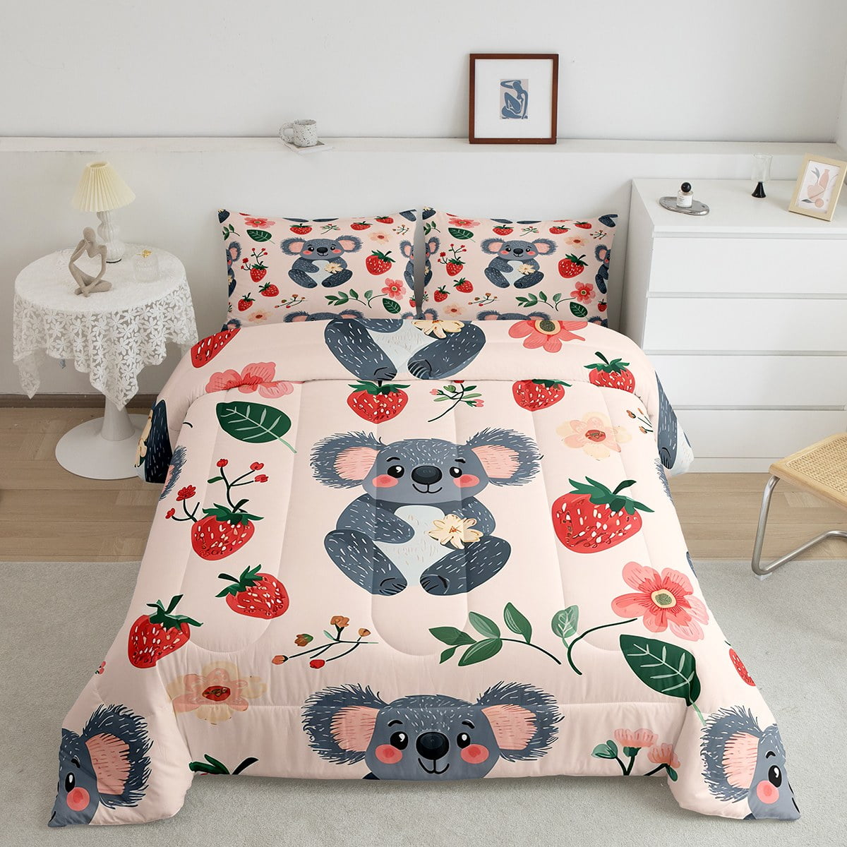 YST Cartoon Koala Comforter Set Queen Size Koala Bear Animal Print