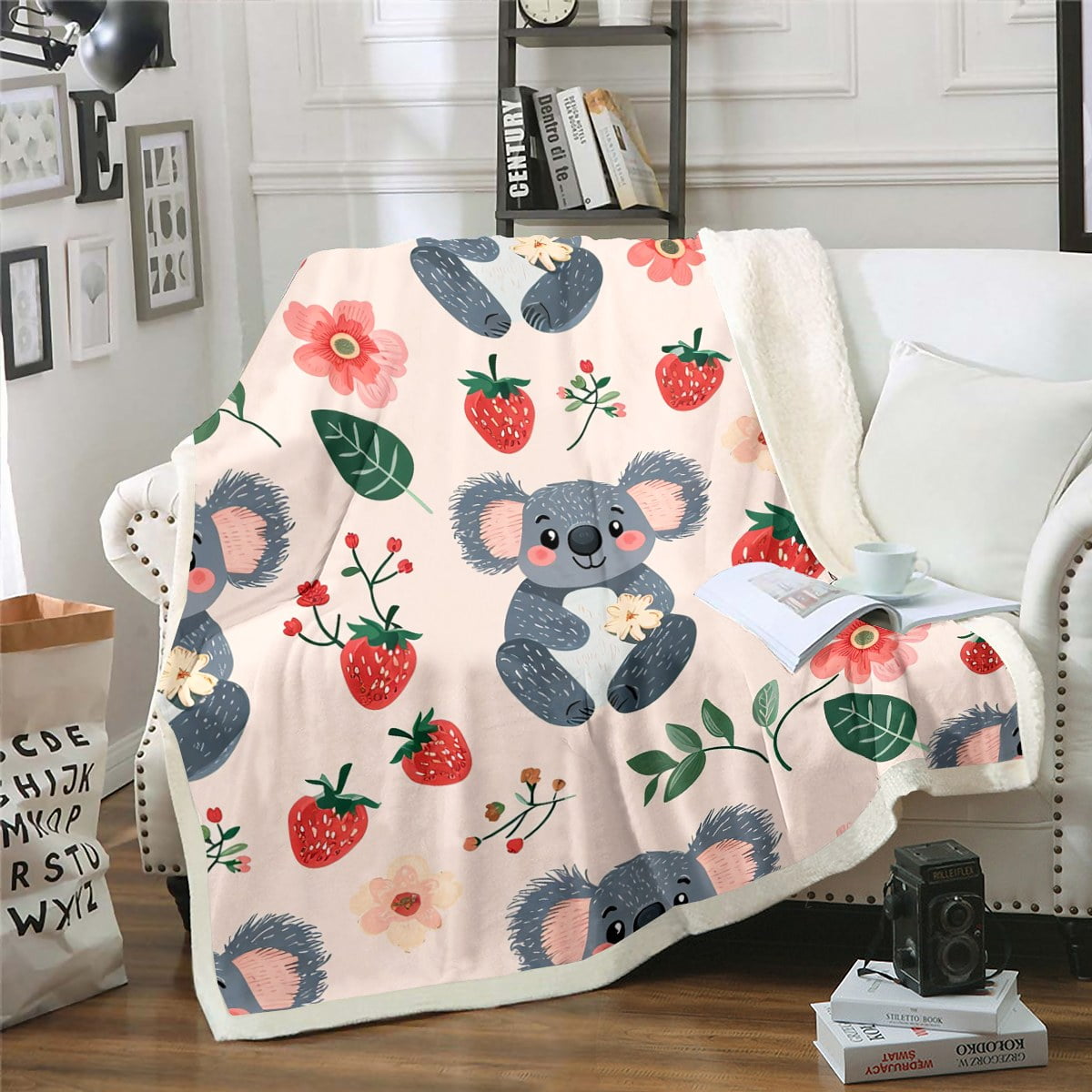 YST Cartoon Koala Throw Blanket Koala Bear Animal Print Fleece Blanket