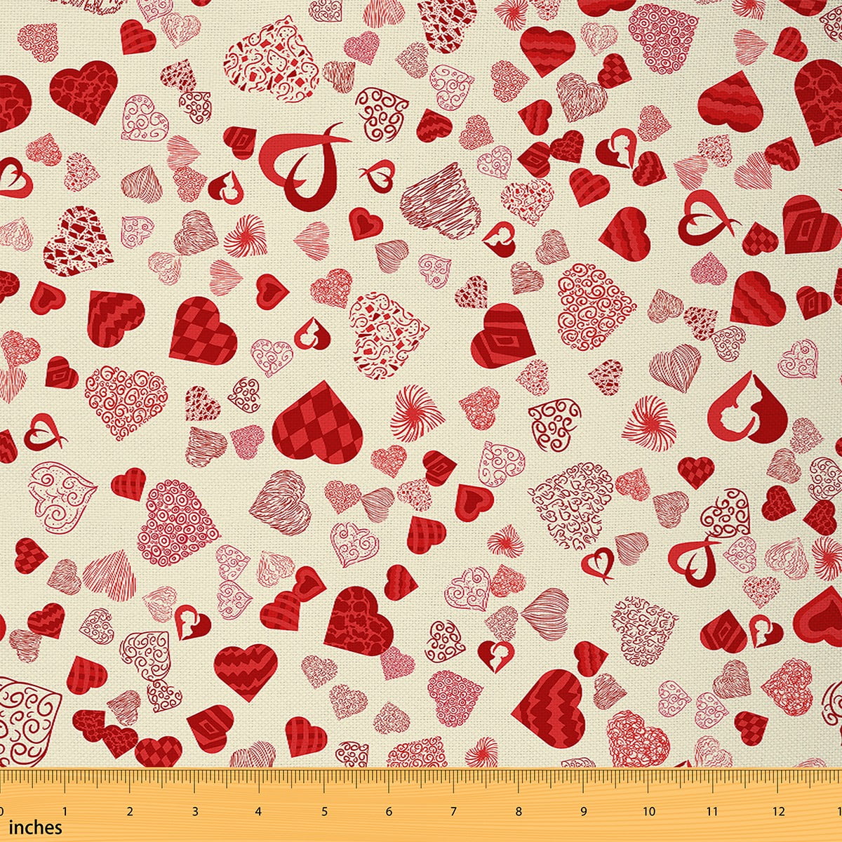 YST Cartoon Love Heart Fabric by The Yard Red Geometric Stripes ...