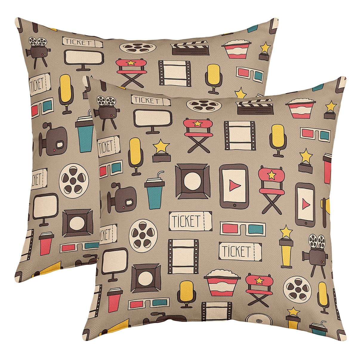 YST Cartoon Movie Theme Cushion Covers 22x22 inch set of 2,Vintage
