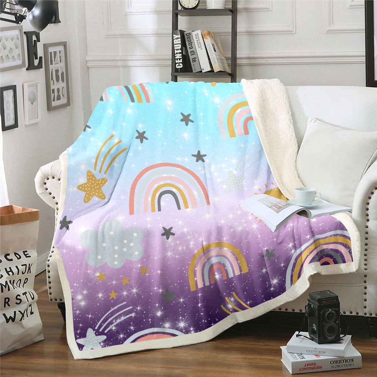 Cute Cartoon Starry Sky Deer Blanket main image 1