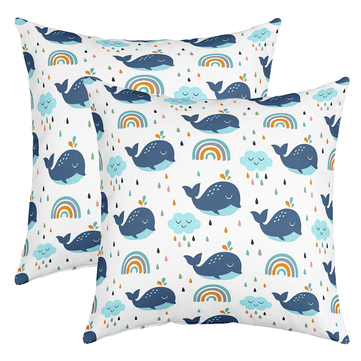 YST Cartoon Rainbow Pillow Covers 24x24 inch set of 2,Kawaii Blue