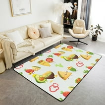 YST Cartoon Sandwich Pancake Area Rug for Kids Boys Girls,Cute Tomatoes Carrots Carpet 3x5,Biscuit Cactus Indoor Floor Mat,Fast Food Decorative Accent Rug