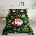 YST Cartoon Santa Claus King Size Comforter Set Green Christmas Tree