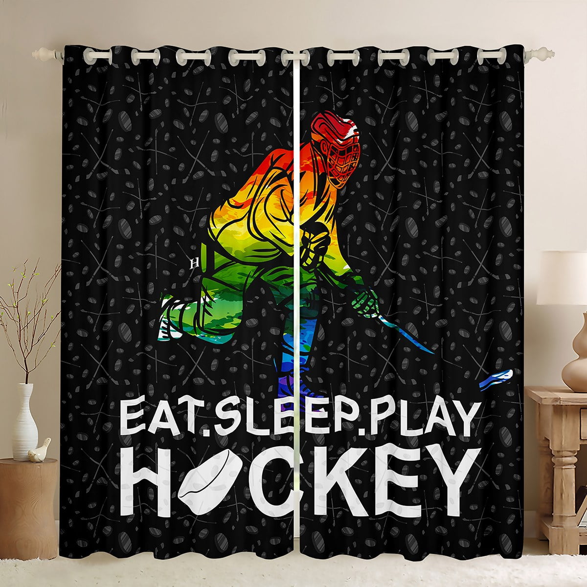 Basketball Fire Curtains Boys Kids Teens Sports Flame Cool Ball Gamer