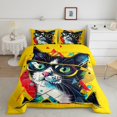 thumbnail image 1 of Erosebridal Cat Bedding Set King Cute Animal Pet Comforter Set,Hippie Graffiti Bedding Comforter Sets Watercolor Kitten Quilt Comforter Modern Fashion Room Decor,Breathable, 1 of 5