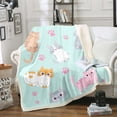 thumbnail image 1 of Cat Throw Blanket For Bed Sofa Couch Throw 50"X60" Cartoon Cats Fleece Blanket Cute Pet Animal Sherpa Blanket,Pink Kawaii Cat Paw Print Fuzzy Blanket Teal Grey Yellow, 1 of 6