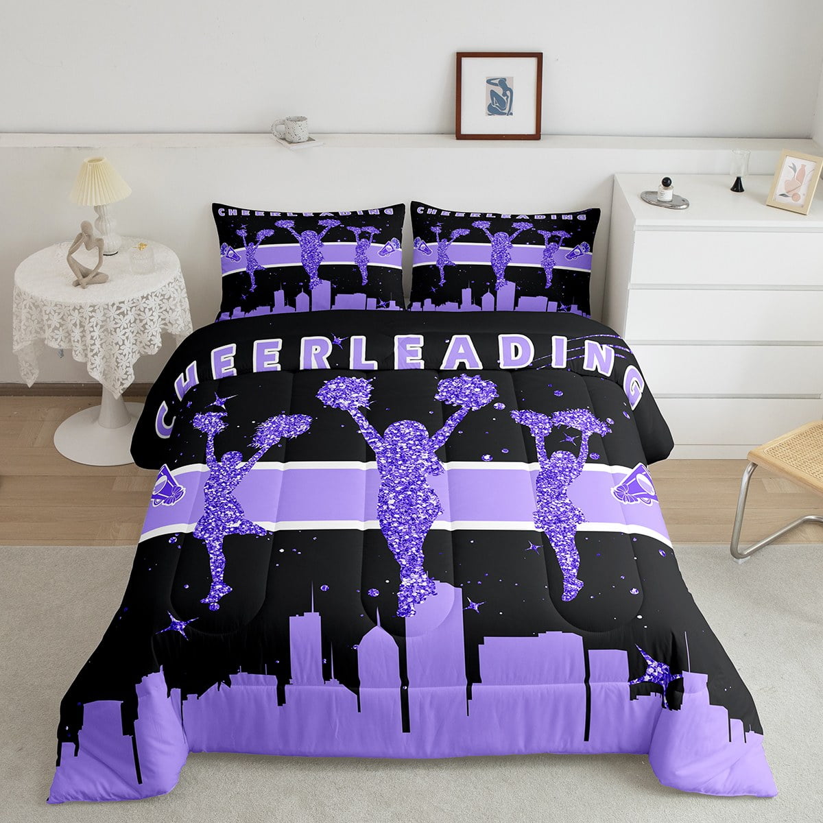 YST Cheerleading Comforter Sets for Twin Size Dance Themed Bedding