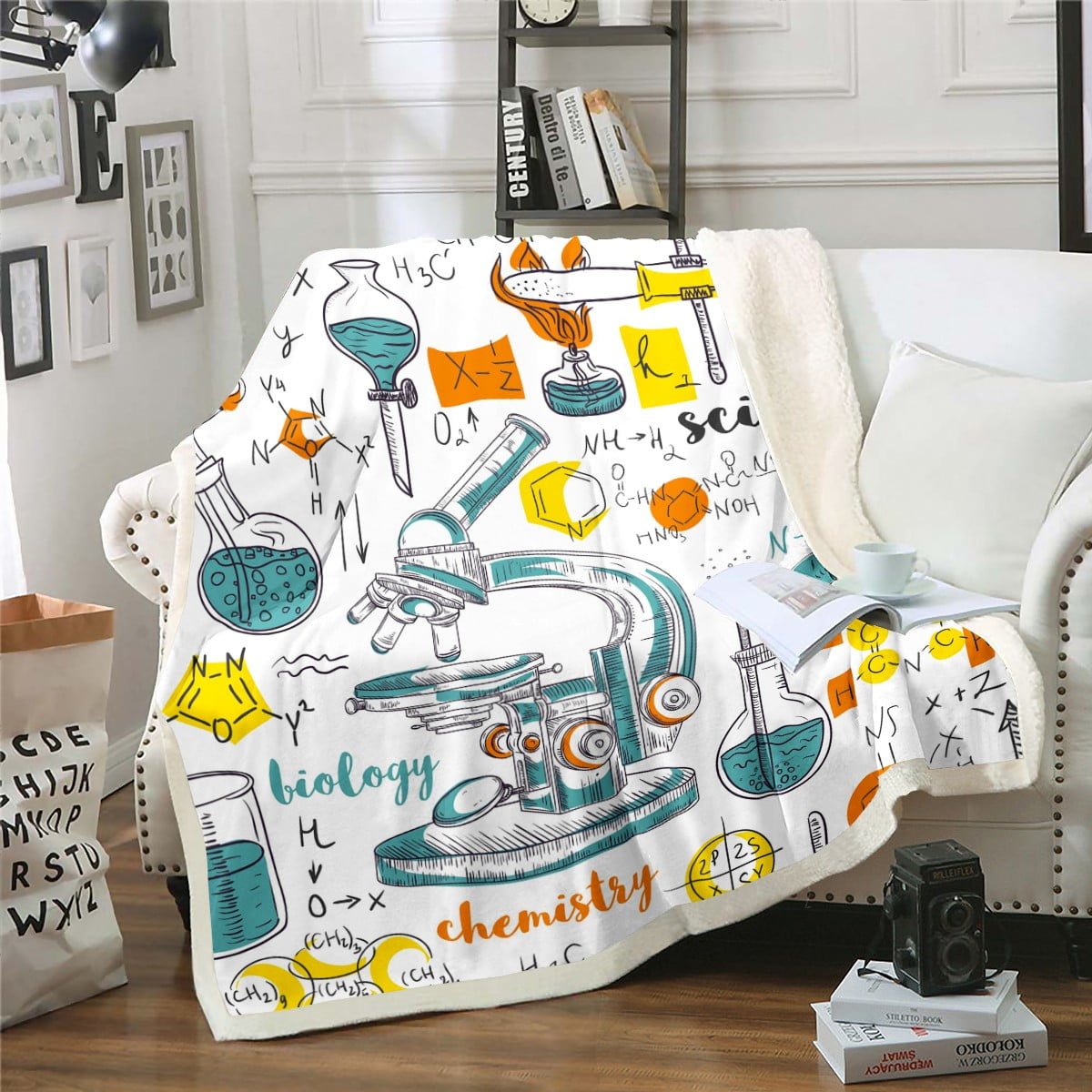 YST Chemistry Lab Blanket for Boys Girls Science Theme Throw Blanket