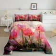 thumbnail image 1 of Erosebridal Chic Tulip Flowers Comforter Set Queen Pink Floral Bedding Set,Girly Pastel Blossoms Down Comforter Watercolor Leaves Bed Set Botanical Plant Quilted Duvet Room Decor,Lightweight, 1 of 5