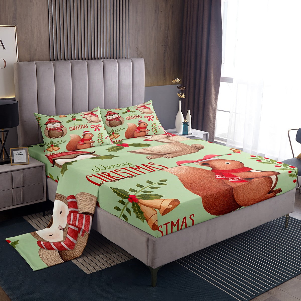 YST Christmas Bed Sheets Set, Kids Penguin Sheets Twin Size Cute Xmas