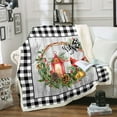 thumbnail image 1 of Christmas Cardinal Fleece Bed Blanket Twin 60"X80" Black White Buffalo Plaid Sherpa Blanket Merry Christmas Holiday Throw Blanket Adults,Rustic Farmhouse Xmas Fuzzy Blanket, 1 of 6