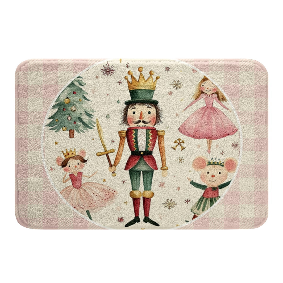 Christmas Nutcracker Door Mat 20"X32" Pink White Buffalo Plaid Xmas ...