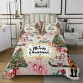 YST Christmas Nutcracker Queen Quilt Bedding Set,Cute Floral Xmas Tree