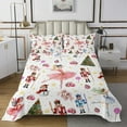 YST Christmas Nutcracker Queen Quilt Bedding Set,Cute Snowman Xmas Tree