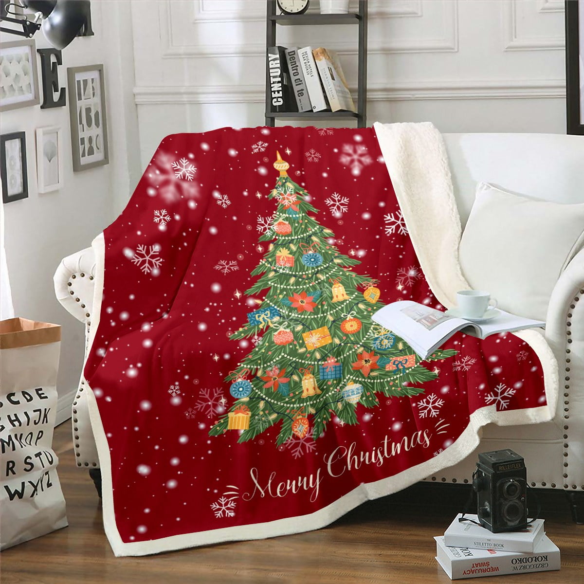 YST Christmas Tree Throw Blanket,Snowflake Blanket for Bed Couch,Xmas Decorations Christmas