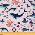 thumbnail image 1 of Erosebridal Coastal Animal Fabric By The Yard,Cartoon Whale Upholstery Fabric, Octopus Shell Starfish Decorative Fabric,Hawaii Tropical Fish Indoor Outdoor Fabric,Pink Blue,1 Yard, 1 of 6