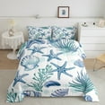 thumbnail image 1 of Erosebridal Coastal Comforter Set Queen Nautical Beach Bedding For Young Cartoon Starfish Seaweed Seashell Bedding Comforter Sets Teal Sea Life Bedroom Decor Down Comforter, 1 of 5