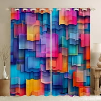 YST Color Blocks Hippie Blackout Curtains 3D Geometric Square Curtains 38"X45" Abstract Texture Patchwork Window Curtains & Drapes Modern Abstract Minimalism Art Darkening Curtains