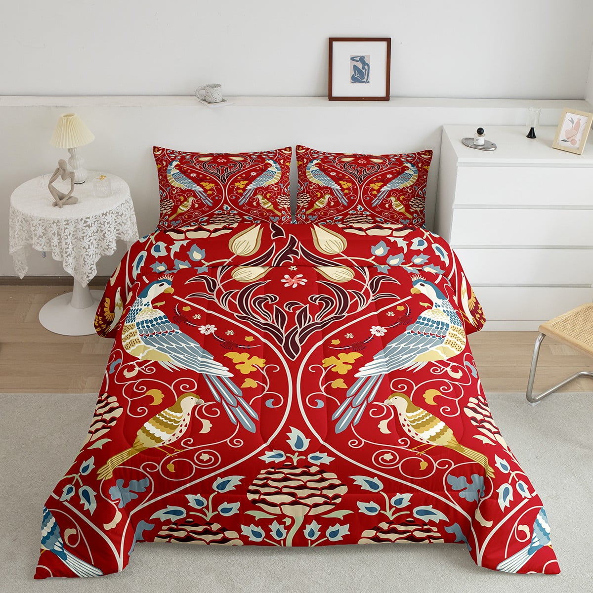 YST Colorful Bird Bedding for Women Men Exotic Style Comforter Set
