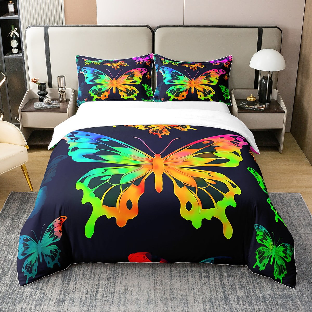 YST Colorful Butterfly Duvet Cover For Girls Teens Women 100 Cotton