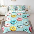 YST Colorful Donuts Sheet Set with Comforter 7 Piece King Sweet Dessert