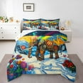 YST Colorful Elephant King Size Comforter Set, Boho Retro Wildlife