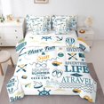 thumbnail image 1 of Comforter Set 7 Pcs Full Size, Nautical Bed In A Bag With Flat Sheet And Fitted Sheet Teens, Anchor Compass Ocean Airplane Bedding Set With Pillowcases & Shams,Blue White, 1 of 5