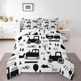 thumbnail image 1 of YST Construction Bedding Set Twin Size Equipment Trucks Comforter Set for Kids Boys Girls Decor Cartoon Car Excavator Tractor Comforter Black White Duvet Set Bedroom Quilt Set, 1 of 7