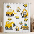 thumbnail image 1 of Construction Truck 30%-50% Blackout Curtains, Cartoon Tractor Car Curtains Excavator Bulldozer Curtains & Drapes, Equipment Trucks Window Treatments for Teens Youth, Yellow White, 1 of 5