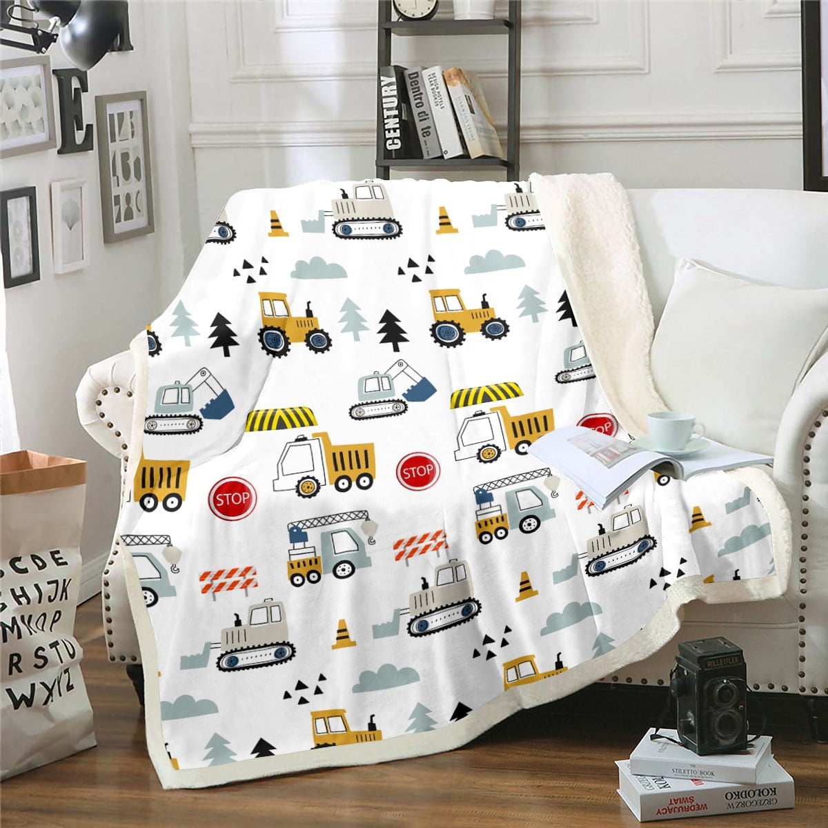 YST Construction Truck Throw Blanket Tractor Blanket for Boys Girls