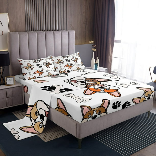 Corgi print bed sheets hotsell